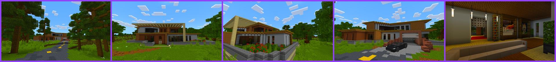 Panorama of the Minecraft Bedrock Marketplace product Modern House 2 created by Kreatik Studios.
