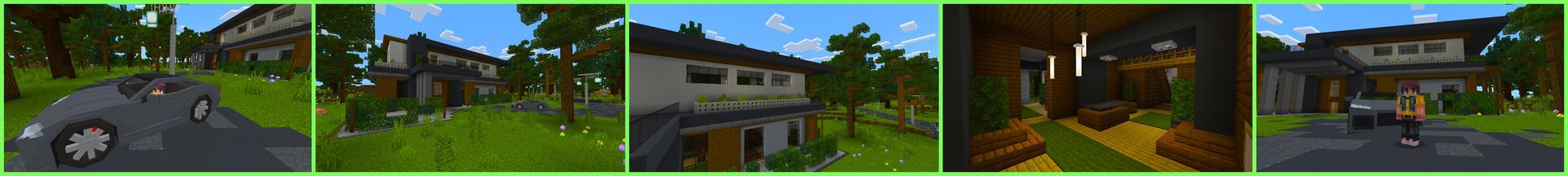 Panorama of the Minecraft Bedrock Marketplace product Modern House created by Kreatik Studios.