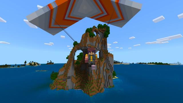 Screenshot of the Minecraft Bedrock Marketplace product Parachutes created by Kreatik Studios.