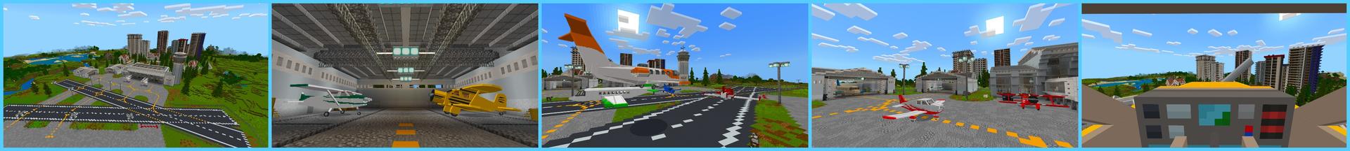 Panorama of the Minecraft Bedrock Marketplace product Planes Airport 2 created by Kreatik Studios.