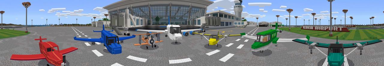 Panorama of the Minecraft Bedrock Marketplace product Planes Airport created by Kreatik Studios.