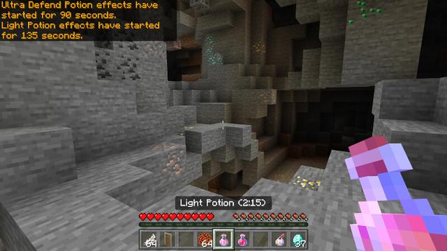 Screenshot of the Minecraft Bedrock Marketplace product Potions++ (CRAFTABLE) created by Kreatik Studios.