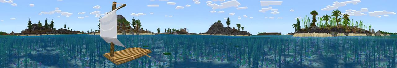 Panorama of the Minecraft Bedrock Marketplace product RAFT SURVIVAL created by Kreatik Studios.
