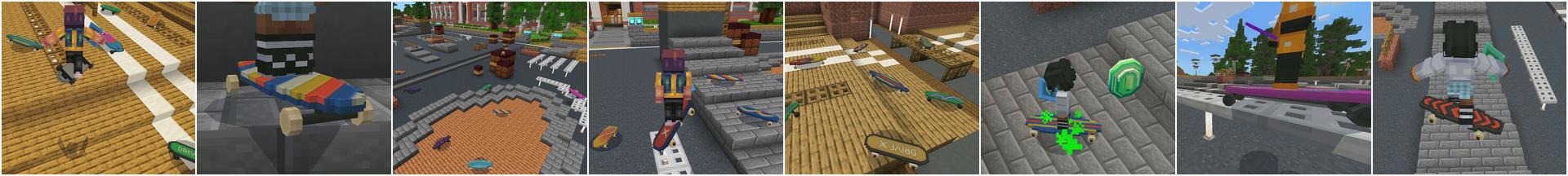 Panorama of the Minecraft Bedrock Marketplace product Skateboards created by Kreatik Studios.