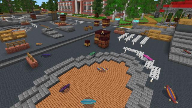 Screenshot of the Minecraft Bedrock Marketplace product Skateboards created by Kreatik Studios.