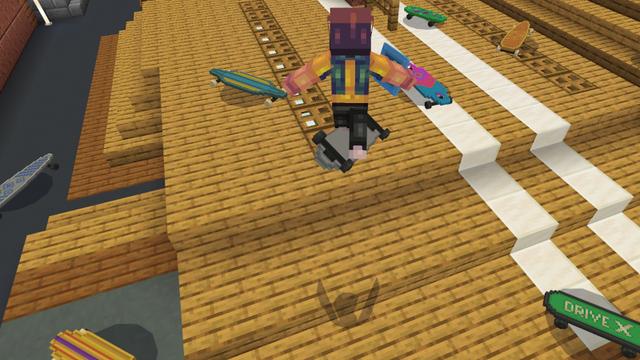 Screenshot of the Minecraft Bedrock Marketplace product Skateboards created by Kreatik Studios.