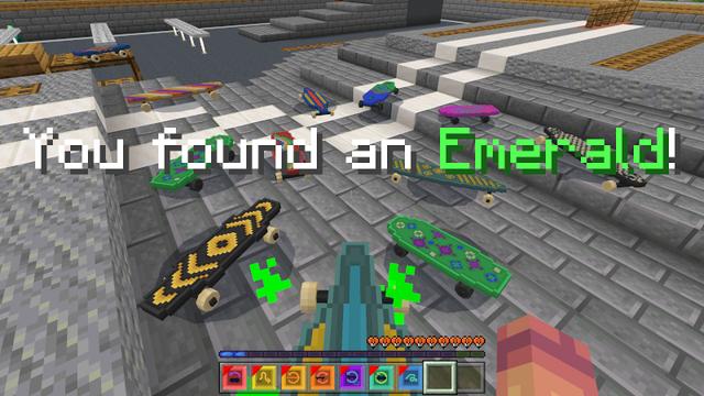 Screenshot of the Minecraft Bedrock Marketplace product Skateboards created by Kreatik Studios.