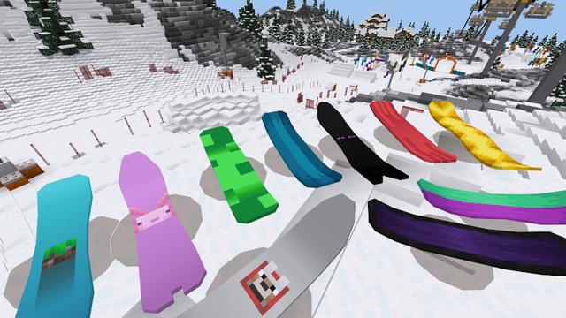 Screenshot of the Minecraft Bedrock Marketplace product SNOWBOARDS created by Kreatik Studios.