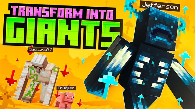 Thumbnail of the Minecraft Bedrock Marketplace product TRANSFORM INTO GIANTS created by Kreatik Studios.