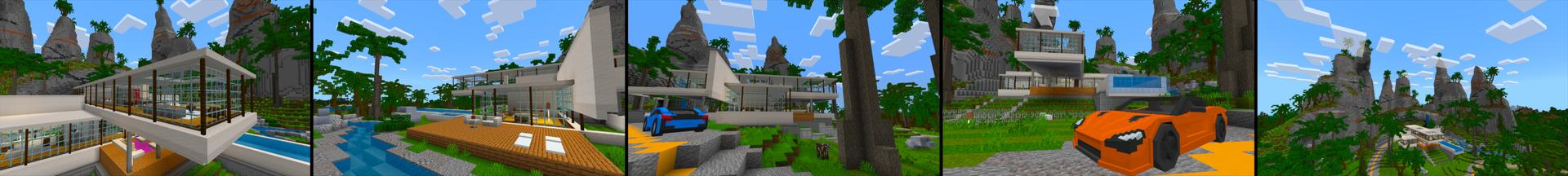 Panorama of the Minecraft Bedrock Marketplace product Trillionaire modern life created by Kreatik Studios.