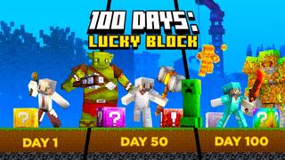 Thumbnail of the Minecraft Bedrock Marketplace product 100 Days Lucky Block created by Kubo Studios.