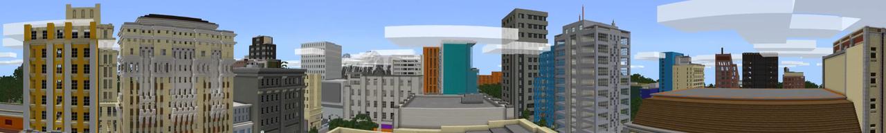 Panorama of the Minecraft Bedrock Marketplace product City Furniture: Modern Island created by Kubo Studios.