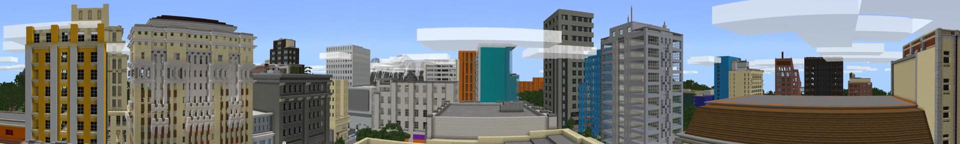 Panorama of the Minecraft Bedrock Marketplace product City Furniture: Modern Island created by Kubo Studios.