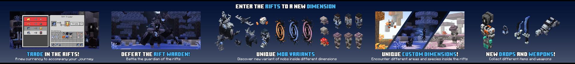 Panorama of the Minecraft Bedrock Marketplace product DIMENSIONS++ Add-On created by Kubo Studios.