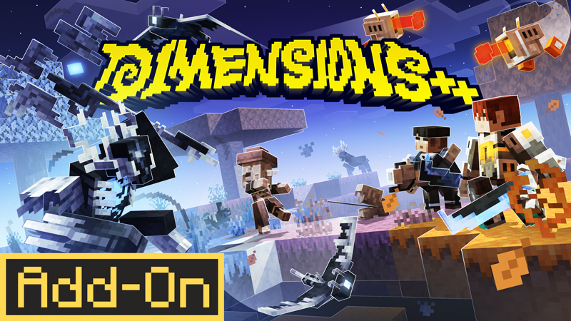 Thumbnail of the Minecraft Bedrock Marketplace product Add-On DIMENSIONS++ created by Kubo Studios.