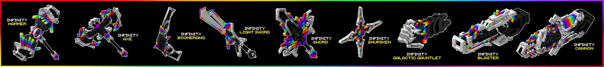 Panorama of the Minecraft Bedrock Marketplace product Infinity Weapons created by Kubo Studios.