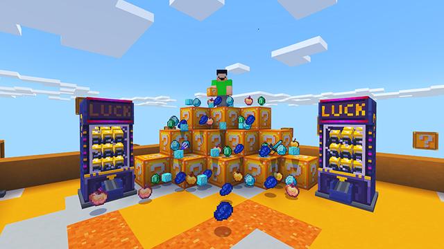 Screenshot of the Minecraft Bedrock Marketplace product Lucky Block Factory created by Kubo Studios.