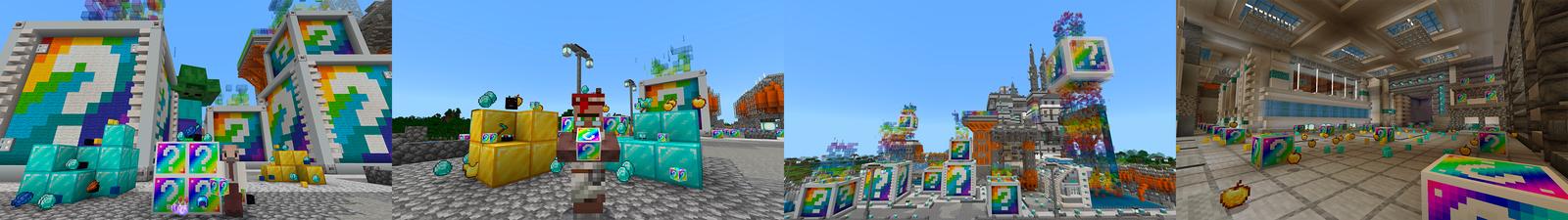 Panorama of the Minecraft Bedrock Marketplace product Lucky Block: Rainbow created by Kubo Studios.