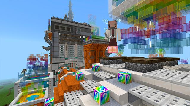 Screenshot of the Minecraft Bedrock Marketplace product Lucky Block: Rainbow created by Kubo Studios.