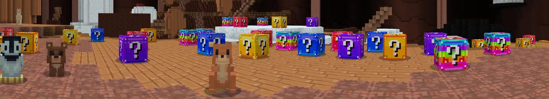 Panorama of the Minecraft Bedrock Marketplace product Lucky Block Simulator created by Kubo Studios.