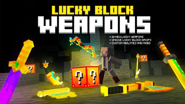 Thumbnail of the Minecraft Bedrock Marketplace product Lucky Block Weapons created by Kubo Studios.