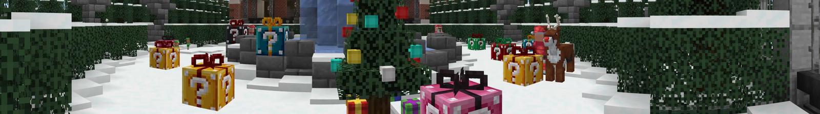 Panorama of the Minecraft Bedrock Marketplace product Lucky Block: Winter created by Kubo Studios.