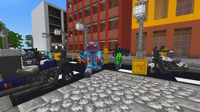 Screenshot of the Minecraft Bedrock Marketplace product Motorcycle City created by Kubo Studios.
