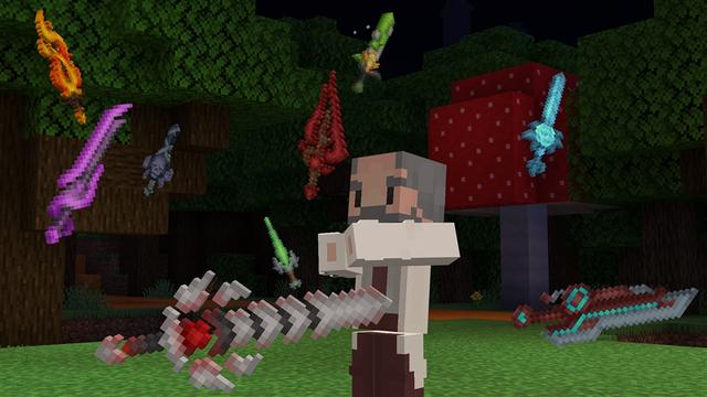 Screenshot of the Minecraft Bedrock Marketplace product Overpowered Swords created by Kubo Studios.