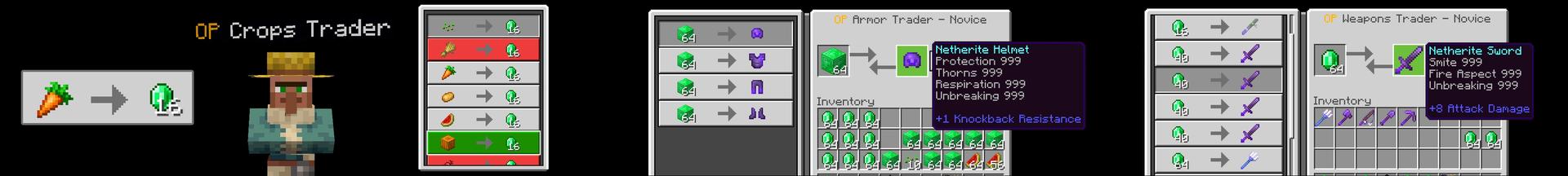 Panorama of the Minecraft Bedrock Marketplace product Overpowered Traders created by Kubo Studios.