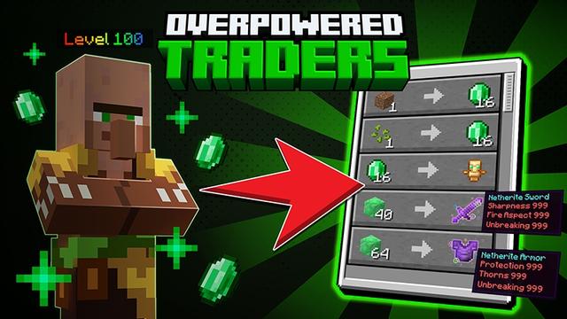 Thumbnail of the Minecraft Bedrock Marketplace product Overpowered Traders created by Kubo Studios.