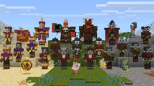 Screenshot of the Minecraft Bedrock Marketplace product PILLAGERS++ Add-On created by Kubo Studios.