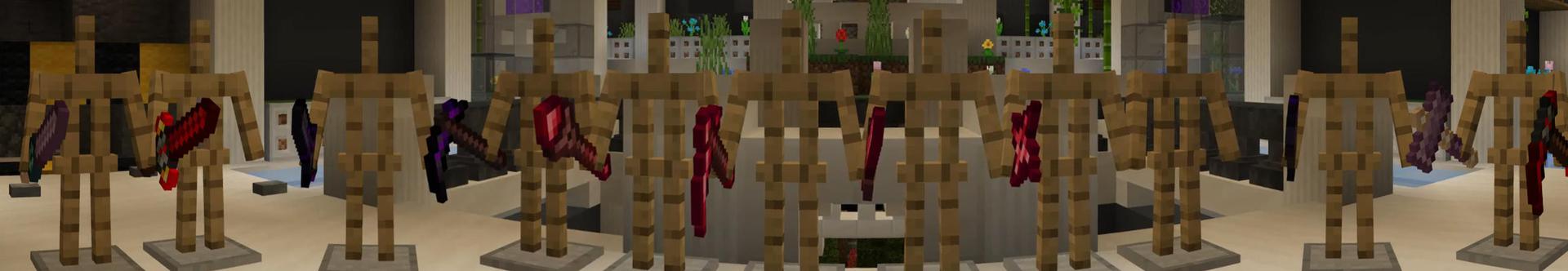 Panorama of the Minecraft Bedrock Marketplace product WEAPONS+ created by Kubo Studios.