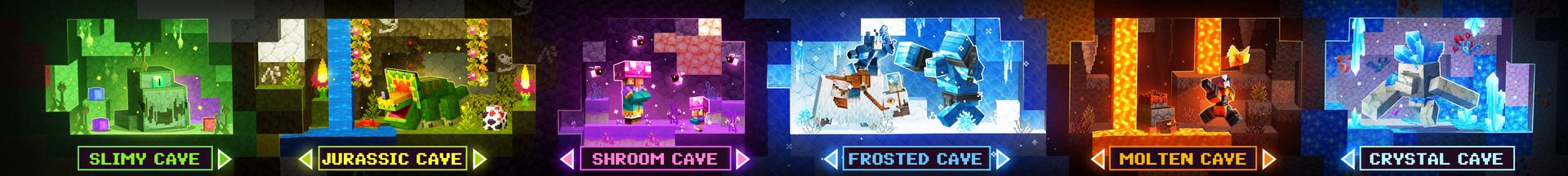 Panorama of the Minecraft Bedrock Marketplace product Caves Expanded Add-On created by Levelatics.