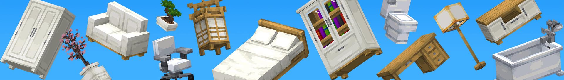 Panorama of the Minecraft Bedrock Marketplace product Modern Furniture Add-On created by Levelatics.