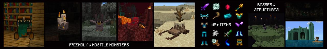 Panorama of the Minecraft Bedrock Marketplace product MONSTERS Add-On created by Levelatics.