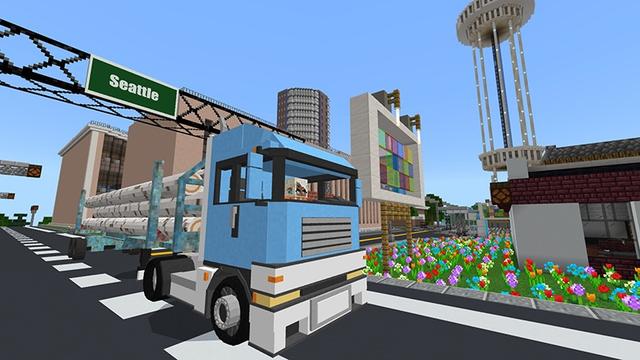 Screenshot of the Minecraft Bedrock Marketplace product American Trucks created by Lifeboat.