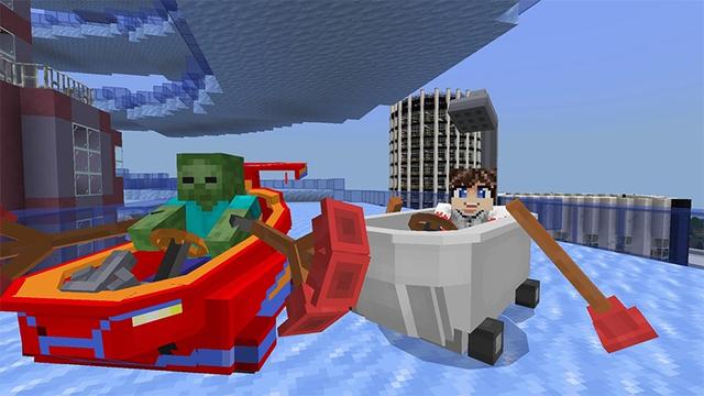 Screenshot of the Minecraft Bedrock Marketplace product Bathtub Racing created by Lifeboat.