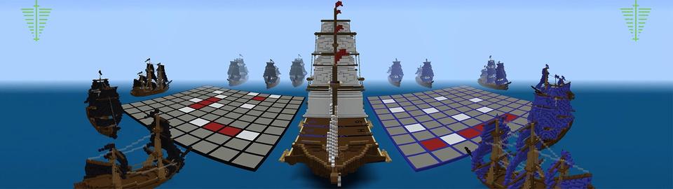 Panorama of the Minecraft Bedrock Marketplace product Battle Boats created by Lifeboat.