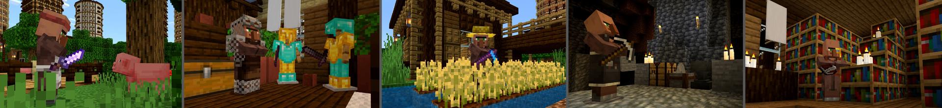 Panorama of the Minecraft Bedrock Marketplace product Become a Villager created by Lifeboat.