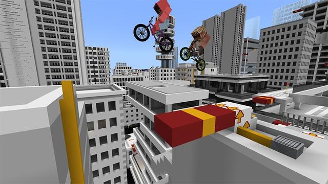 Screenshot of the Minecraft Bedrock Marketplace product Bike Parkour created by Lifeboat.