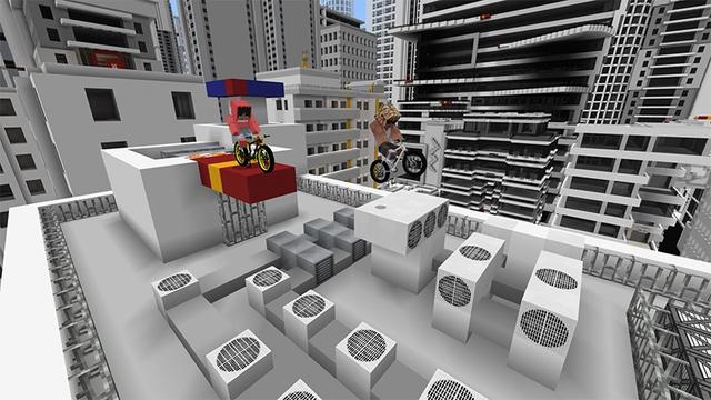 Screenshot of the Minecraft Bedrock Marketplace product Bike Parkour created by Lifeboat.