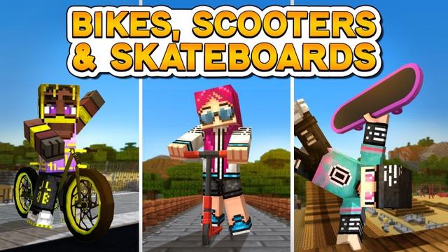 Thumbnail of the Minecraft Bedrock Marketplace product Bikes, Scooters & Skateboards created by Lifeboat.