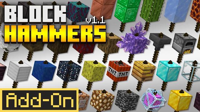 Thumbnail of the Minecraft Bedrock Marketplace product Block Hammers Add-On created by Lifeboat.