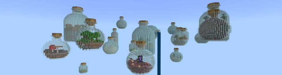 Panorama of the Minecraft Bedrock Marketplace product Bottle Skyblock created by Lifeboat.
