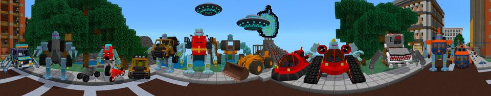 Panorama of the Minecraft Bedrock Marketplace product Changer Bots 2 created by Lifeboat.