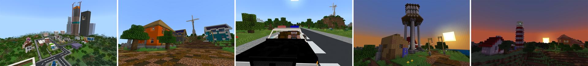 Panorama of the Minecraft Bedrock Marketplace product City Detective created by Lifeboat.