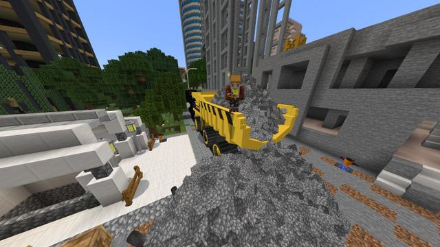 Screenshot of the Minecraft Bedrock Marketplace product Craftable Construction Trucks created by Lifeboat.