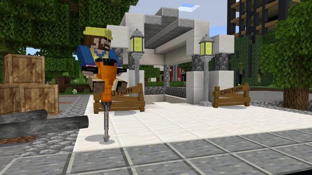 Screenshot of the Minecraft Bedrock Marketplace product Craftable Construction Trucks created by Lifeboat.
