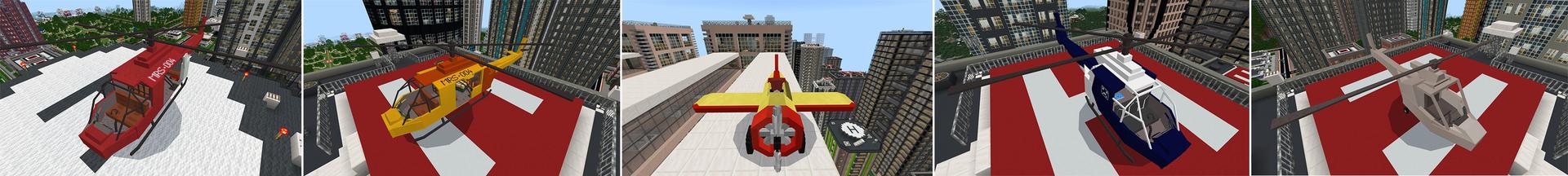 Panorama of the Minecraft Bedrock Marketplace product Craftable Helicopters created by Lifeboat.