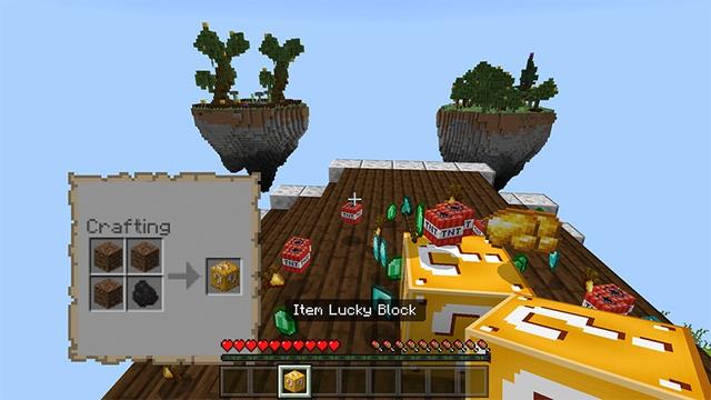 Screenshot of the Minecraft Bedrock Marketplace product Craftable Lucky Blocks created by Lifeboat.
